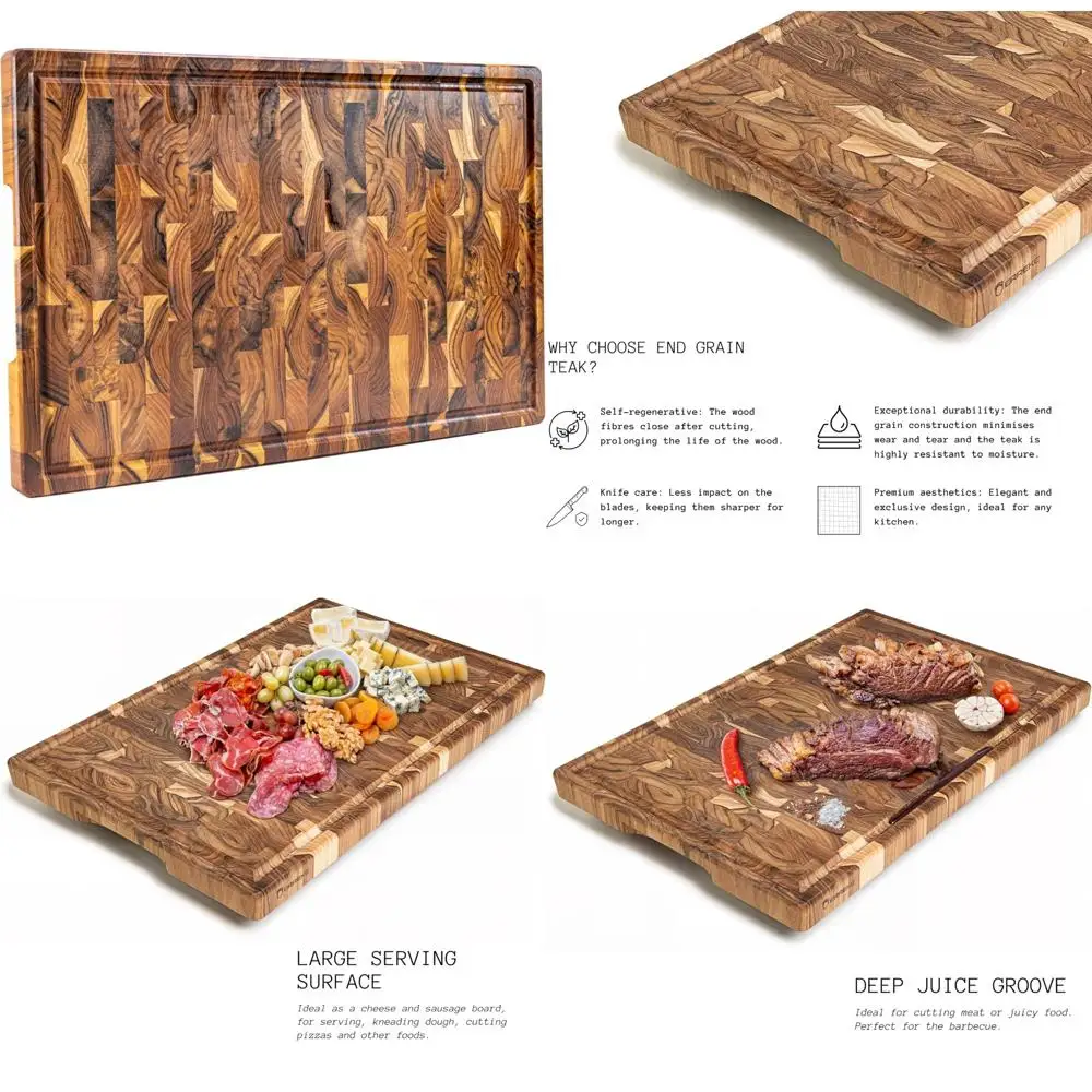 

Extra Large Thick Wooden Cutting Board for Kitchen Use, End Grain Design with Juice Groove, XXL Size 23x15x1.5 Inches