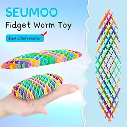 Portable Stretchy Squeeze Toys 3D Printing Luminous Worm Fingertip Sensory Toy Weird Worms Stress Relief Toy Gift for Kids Adult