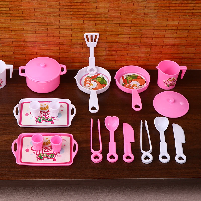 Mini utensílios de cozinha conjunto casa de bonecas simulação pote bandeja copo conjunto boneca casa cozinha decoração fingir jogar brinquedos presentes do miúdo
