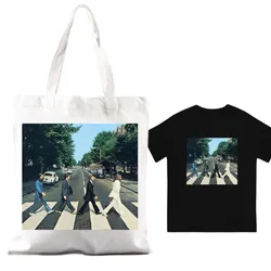 Band T-The Beatles Women Shoulder Bags Couple Combination Clothes Short Sleeve Collar Fashion T shirt  Man Cotton