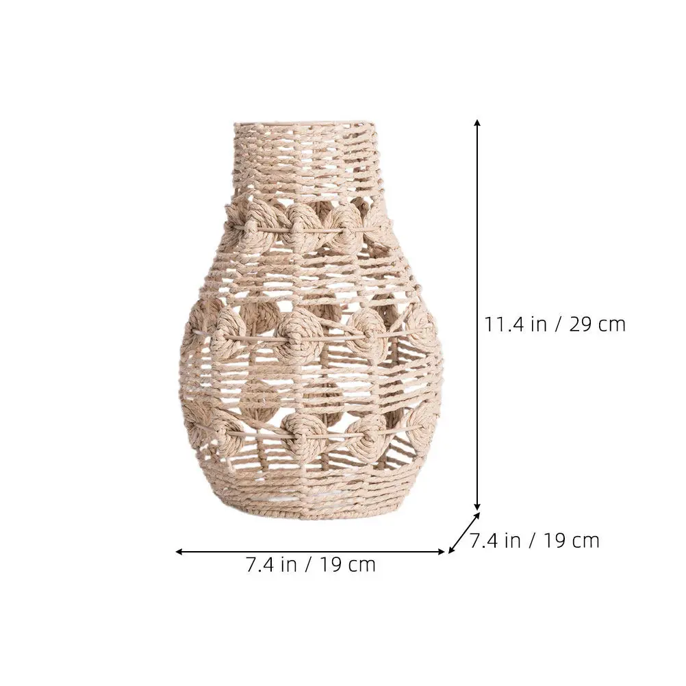 Woven Pendant Lamp Shade Rustic Decorative Hanging Light Cover for Farmhouse Hotel Restaurant Indoor Bulb Lampshade