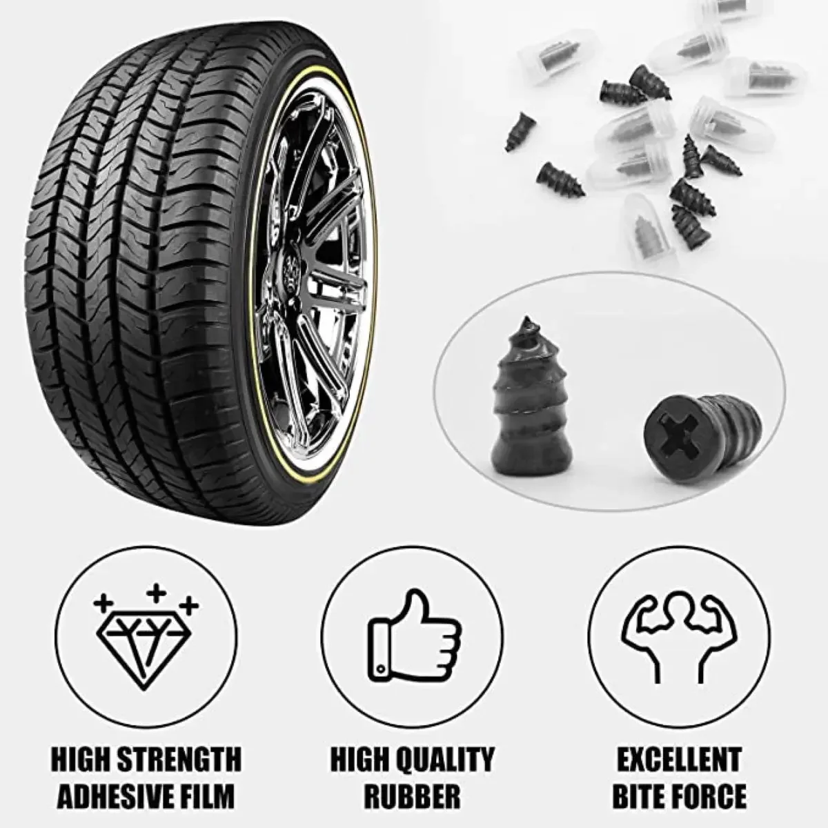 10/100Pcs Car Motorcycle Vacuum Tyre Repair Nails Truck Scooter Bike Tire Puncture Repair Tools Rubber Metal Nails Accessories