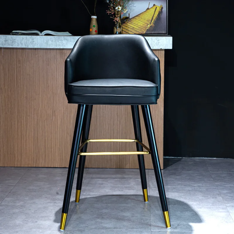 Modern light luxury bar chair household simple wrought iron high bar chair Nordic backrest minimalist design buckle bar chair