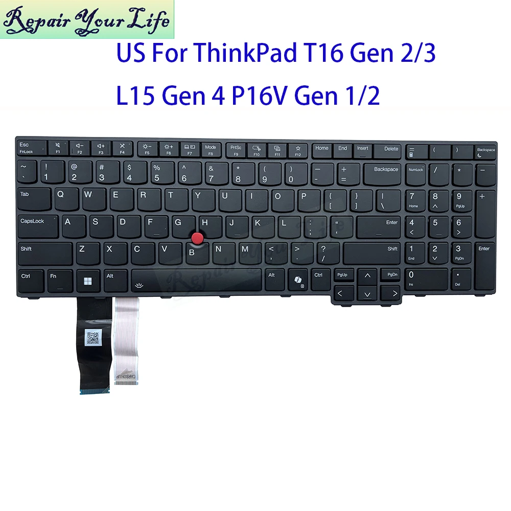

US English Keyboard Backlight For Lenovo ThinkPad T16 P16v P16s Gen 2 L15 Gen4 Trackpoint Keyboards Light 5N21K05078 SN21K04856