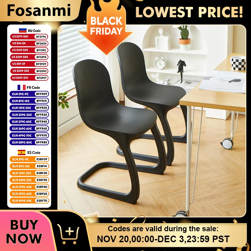 

Durable All-in-One Lightweight Plastic Dining Chair Nordic Style Living Room Chairs Stylish Kitchen Table Chair for Home Office