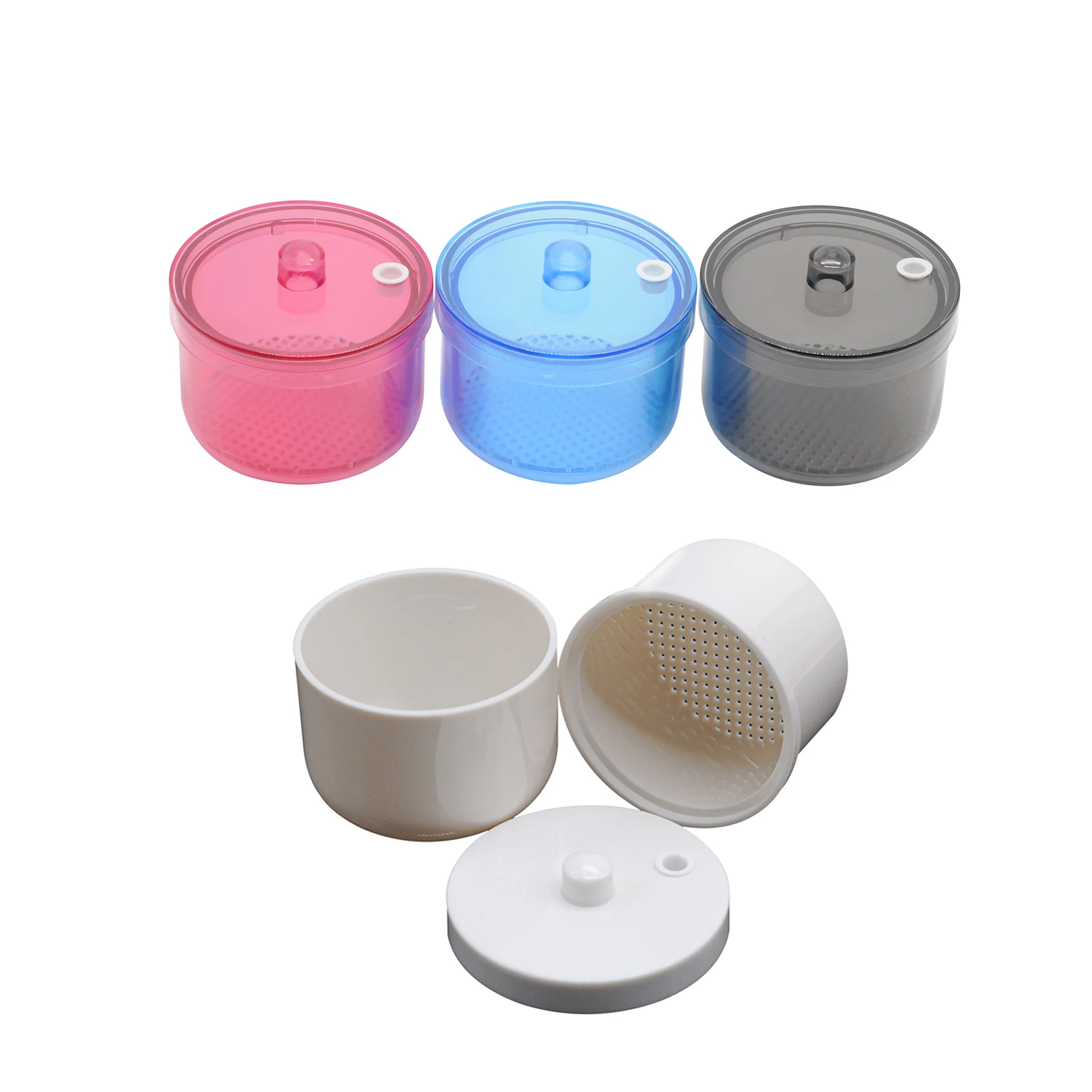 1Pc Dental Sterilization Soak Box Autoclavable 135°C Burs Organizer With Net Basket White/Blue/Pink/Gray
