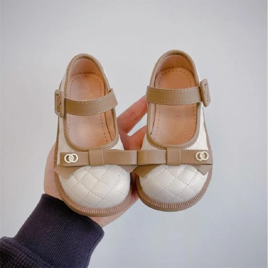 Autumn 2024 New Children's Shoes Little Girls' Sweet Bowknot Princess Shoes Korean Fashion Girls' Leather Shoes Size 26-37