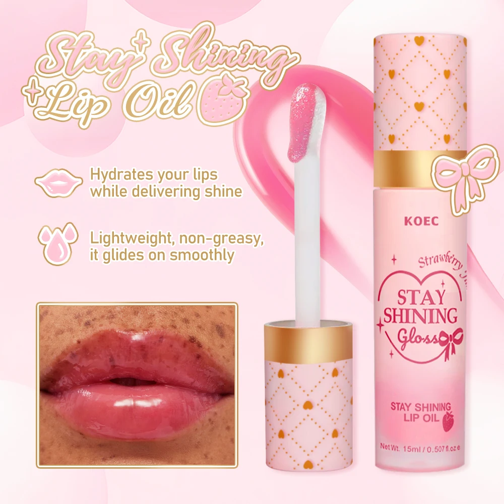 Strawberry/Peach Lip Set, Peach Lip Oil + Lip Lotion, moisturizing and anti-cracking, moisturizing lips and providing gloss