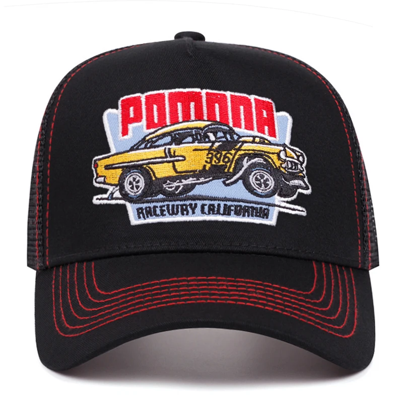 2026 Fashion New Baseball Hat POMNNA Car Embroidery Truck Hat Daily Commuter Decoration Sunshade Hat Unisex Breathable Mesh Hat