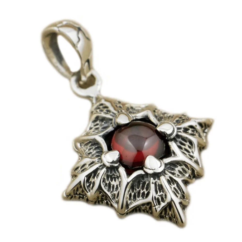 

Red CZ Stone 925 Sterling Silver Prismatic Claw Pendant 9S004