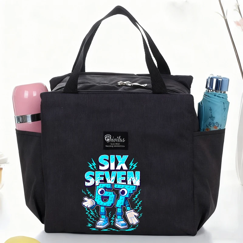 

Изолированные сумки для обеда Steal A Brainrot, новинка 67, большие оксфордские пакеты Bento Six Seven, портативная детская термоизоляционная сумка для еды для пикника