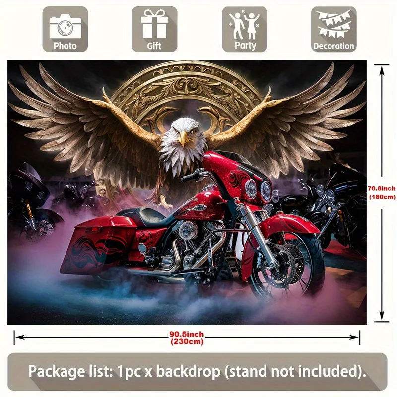 1 Piece Motorcycle & Eagle Pattern Tapestry-Polyester Material, Trendy Choice for Living Room Decoration - with Installation Kit