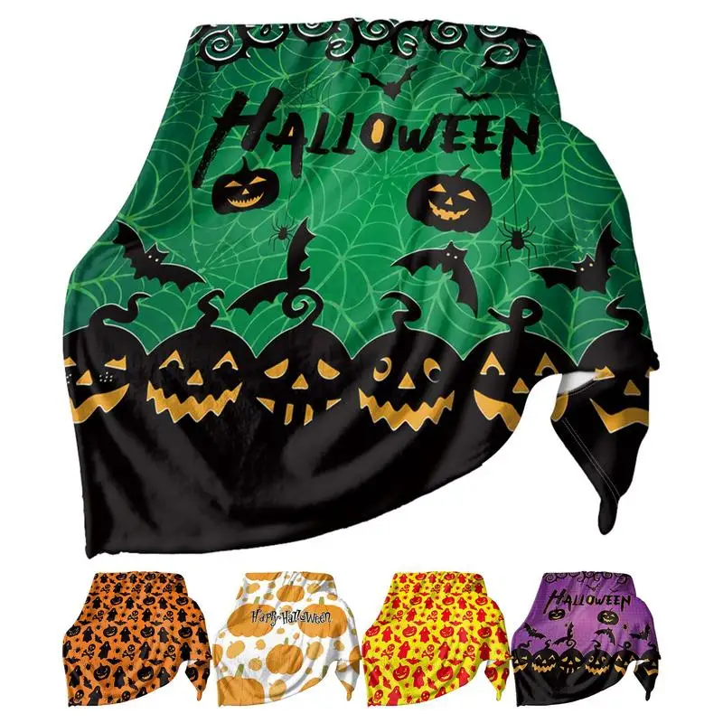 Halloween Blankets and Throws Tablecloth bedding Viral Pumpkin Ghost Blanket colorful Flannel Decorative Anti Fade Fall Blanket