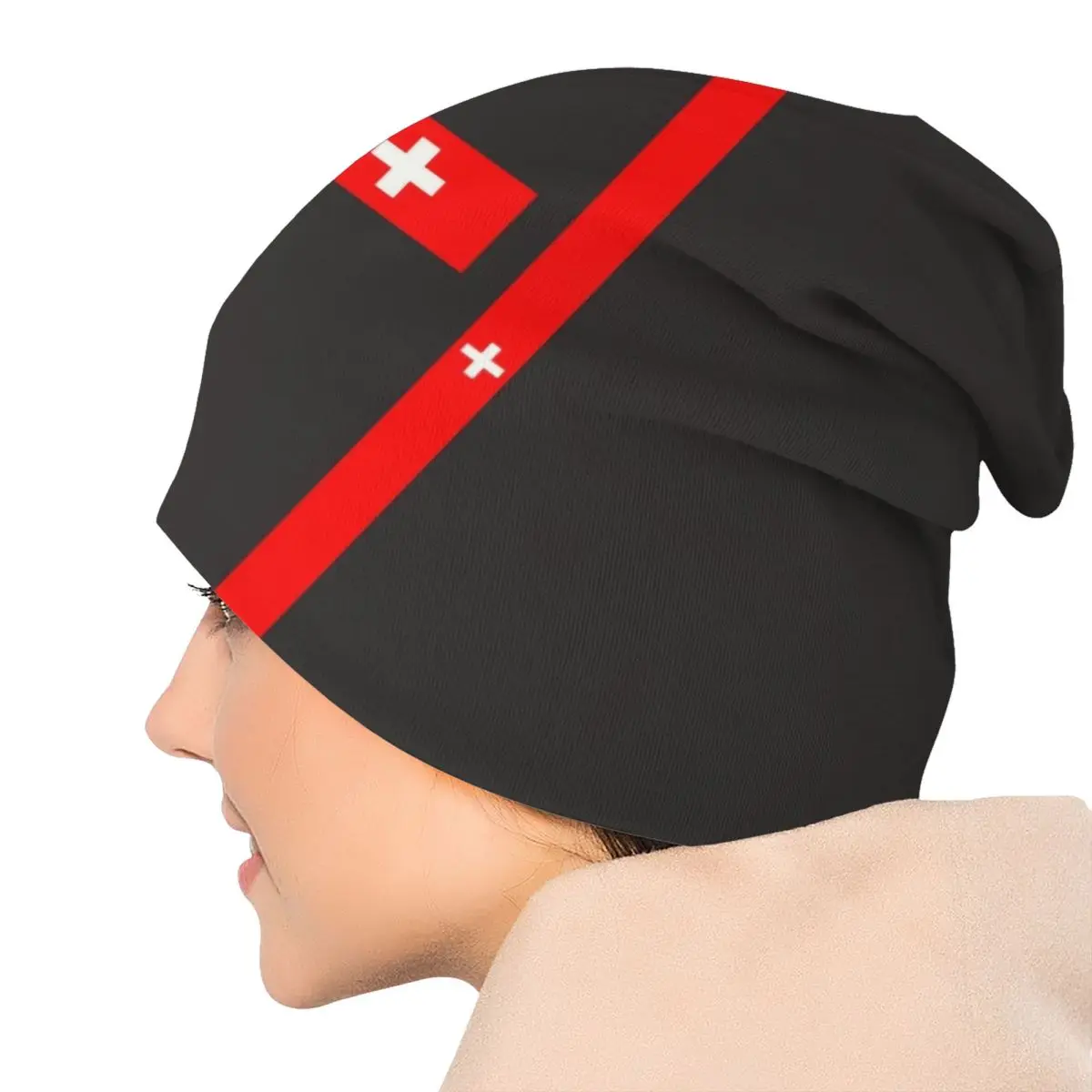 Custom Switzerland Flag Beanie Cap Unisex Winter Warm Bonnet Homme Knit Hat Cool Outdoor Ski Swiss Cross Skullies Beanies Hats