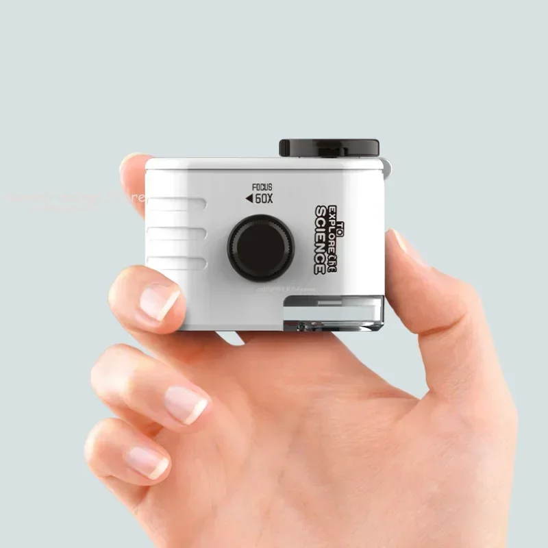 Universal Clip Microscope LED Jewelry Magnifying Glass Focusing Adjusted Pocket Microscope with Cell Phone Clip UV Light