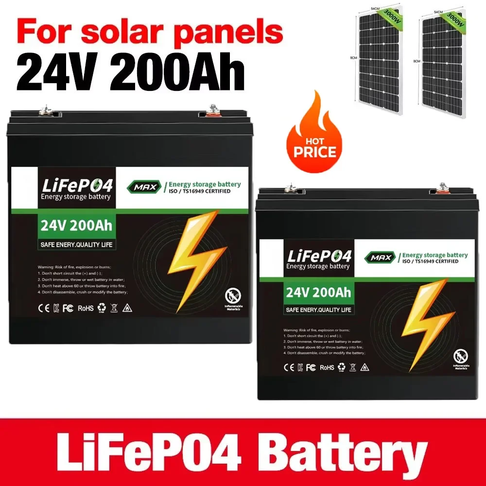 

New 24V 100Ah 120Ah 150Ah 200Ah LiFePo4 Battery Pack Lithium Iron Phosphate Batteries Built-in BMS For Solar Boat No Tax
