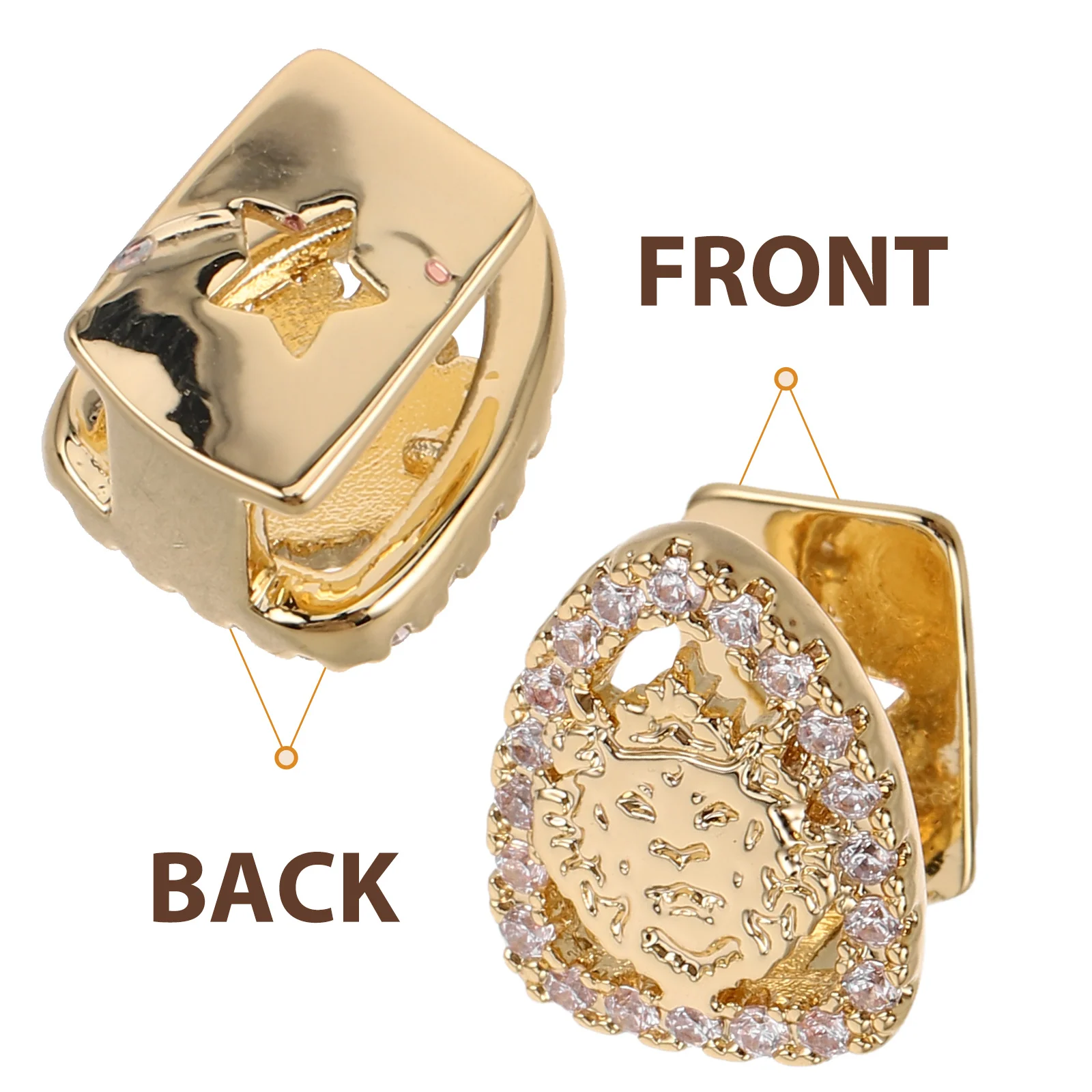 1 مجموعة واحدة غطاء الأسنان سبائك الزنك الأسد نمط وهمية الأسنان قبعات الهيب هوب نمط الزخرفية الفم شواء ل مغني الراب اكسسوارات المعادن #3