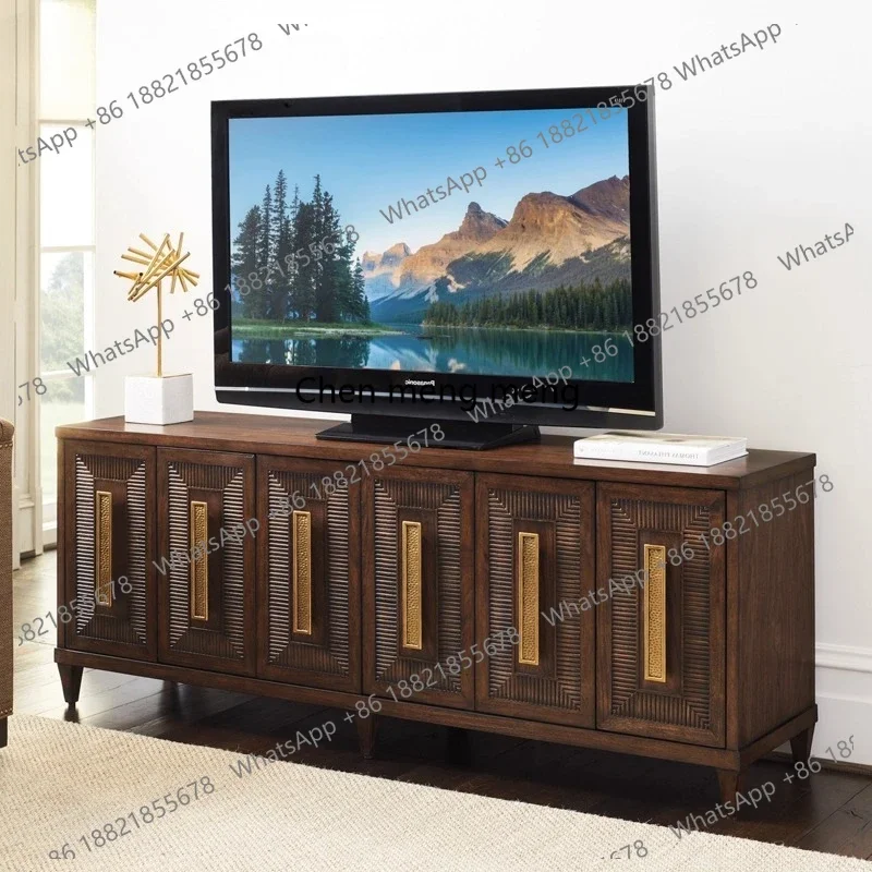 American imported oak TV cabinet is simple and modern dark brown, and the living room is environmentally friendly.