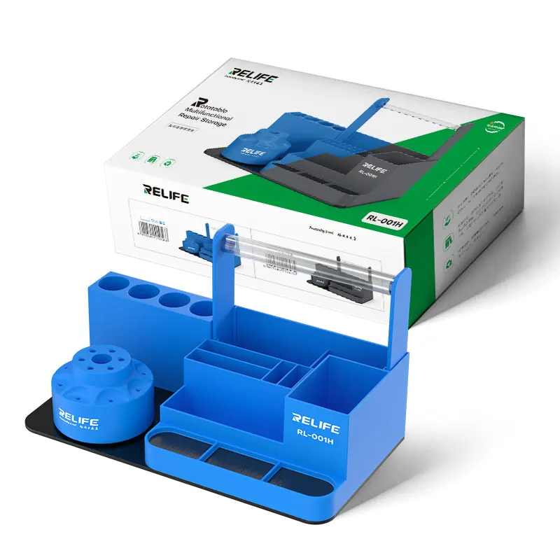 1Pcs blue/grey multifunctional Desktop tool storage box Screwdriver Rotating storage box Solder wire stand for repair tools