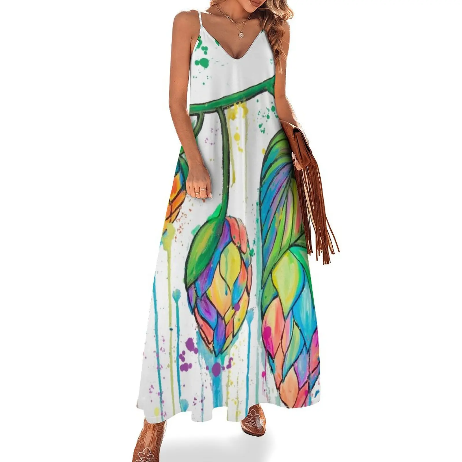 

Женское платье без рукавов, разноцветное пляжное платье, модель 2024 на лето, 2024