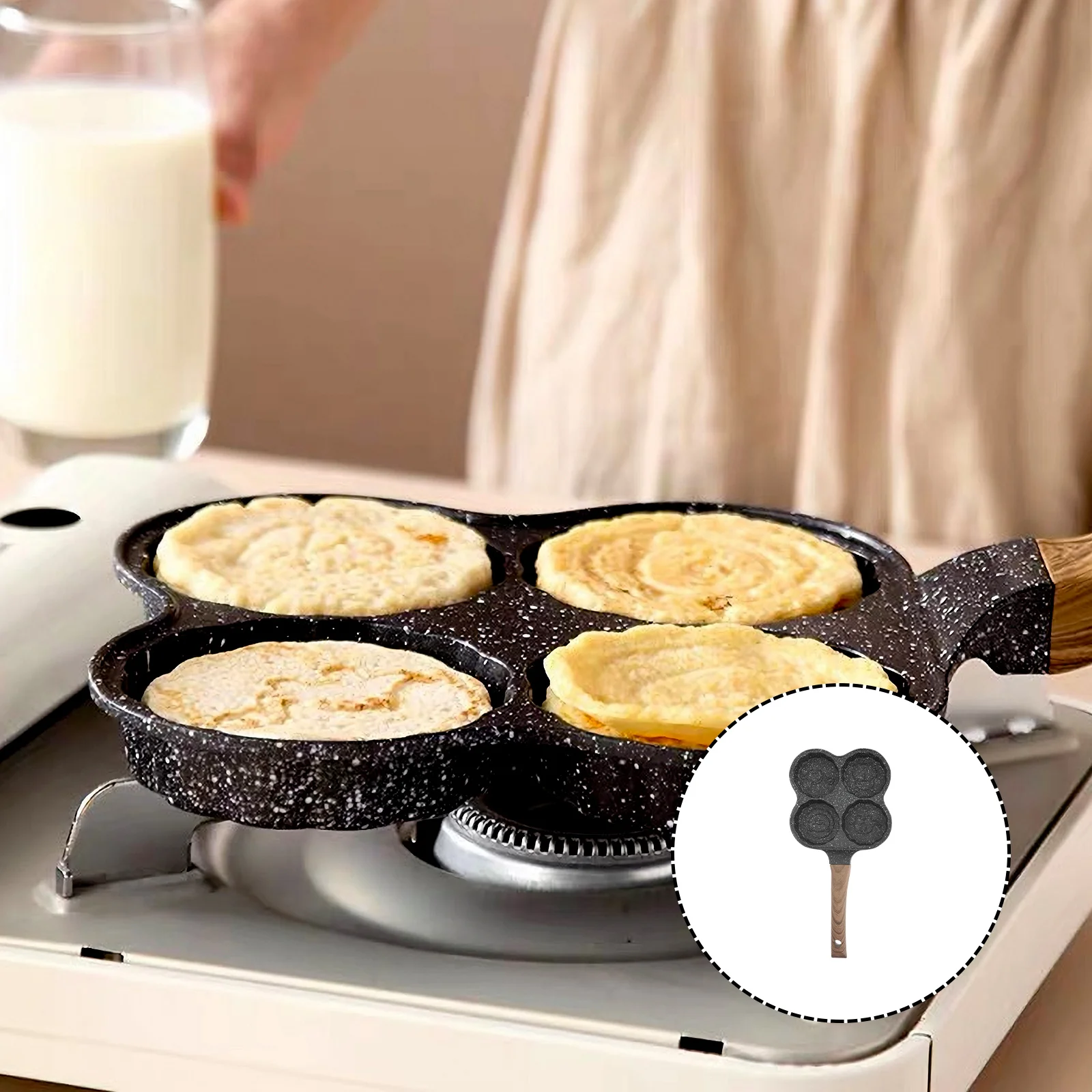 

1Pcs Non-Stick Egg Frying Pan Multi-Hole Mold Four Compartments Breakfast Skillet Egg Cooker Non-Stick Frying Pan