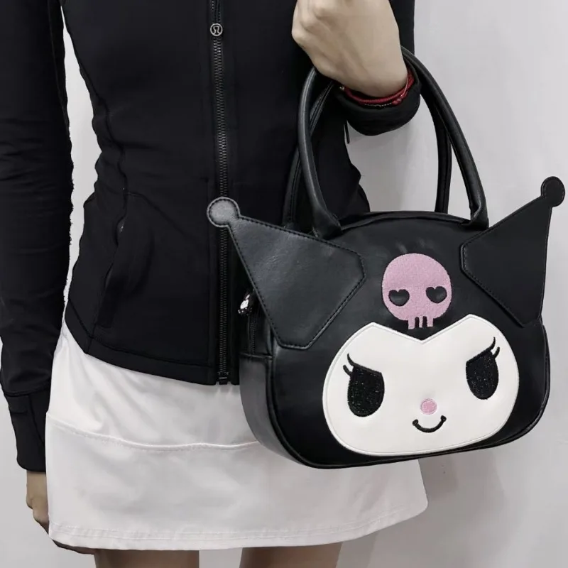 Sanrio Kuromi-Bolso de mano de cuero PU para mujer, bolsa cruzada de viaje de gran capacidad, bonito y creativo, a la moda, exquisito y versátil