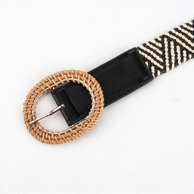 Bohemia PU Leather Elastic Braided Women Waistband Belt Fashion Dress Coat Belt for Ladies