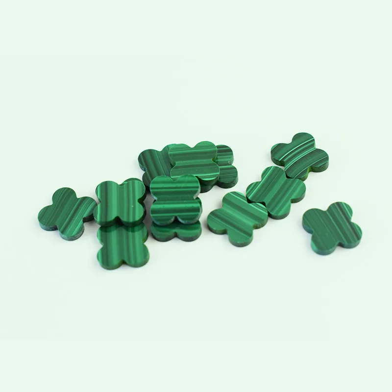 Wholesale 1pcs 100% Natural Malachite Clover Bead 10mm 12mm 14mm 16mm 20mm Flower Craved Cabochon,Gemstone Pendant Jewelry DIY