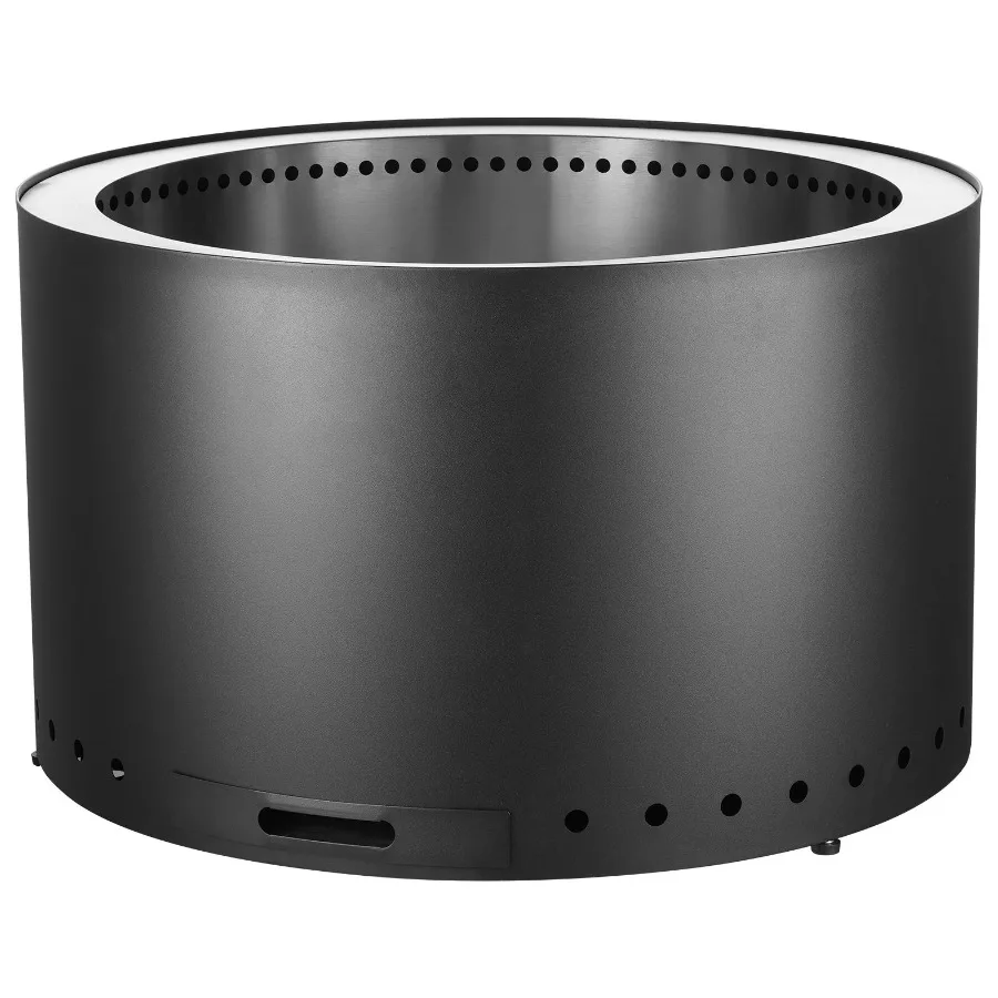 

Outdoor patio and camping smokeless fire pit stove, SUS430 stainless steel inner, black, 18 in H x 28 in Dia with removable ash