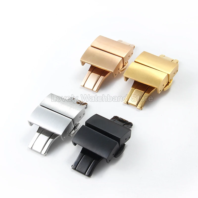 Double Click Design Stainless Steel Watchband Clasps Exquisite Folding Buckle Universal Butterfly Deployment Watch Buckle