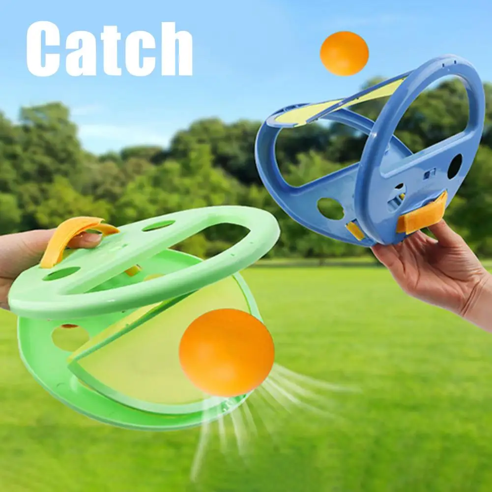 Catch And Throw Ball Game Outdoor Toss And Catch Ball Set with 2 Launchers And 4 Balls Beach Pool Yard Paddle Ball Set