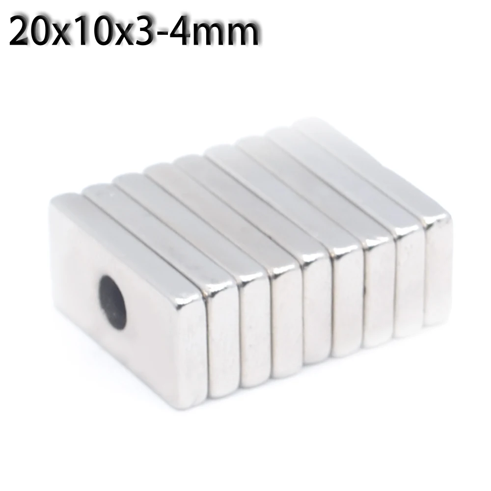 

20x10x3-4mm Strong Block Magnet With holes for Refrigerator Magnets DIY Craft Science Projects Office Whiteboard Workshop
