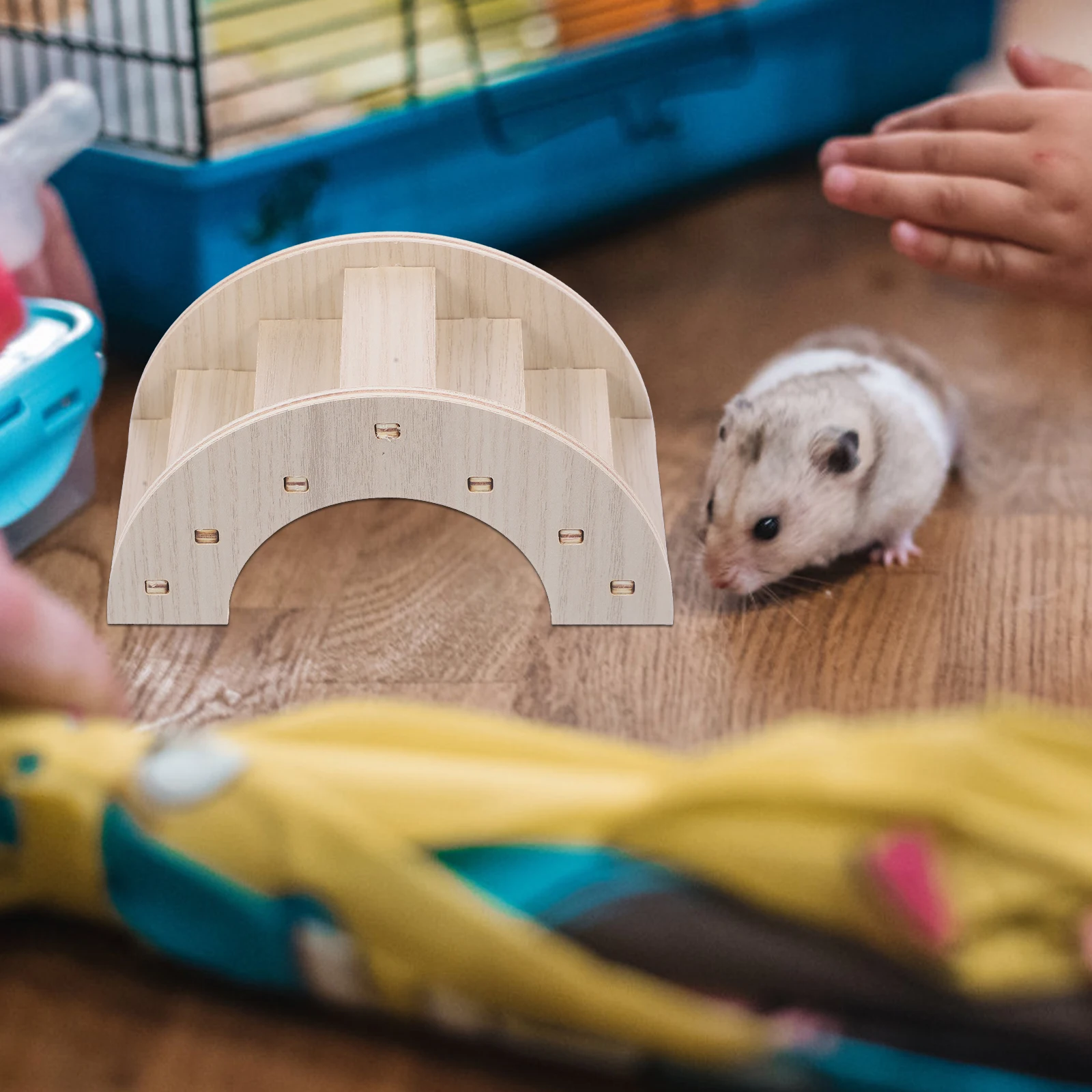 

Wooden Ladder Bridge for Hamster Cage Small Animal Climbing Play Structure Chew Resistant Pet Activity Ramp for Chinchilla