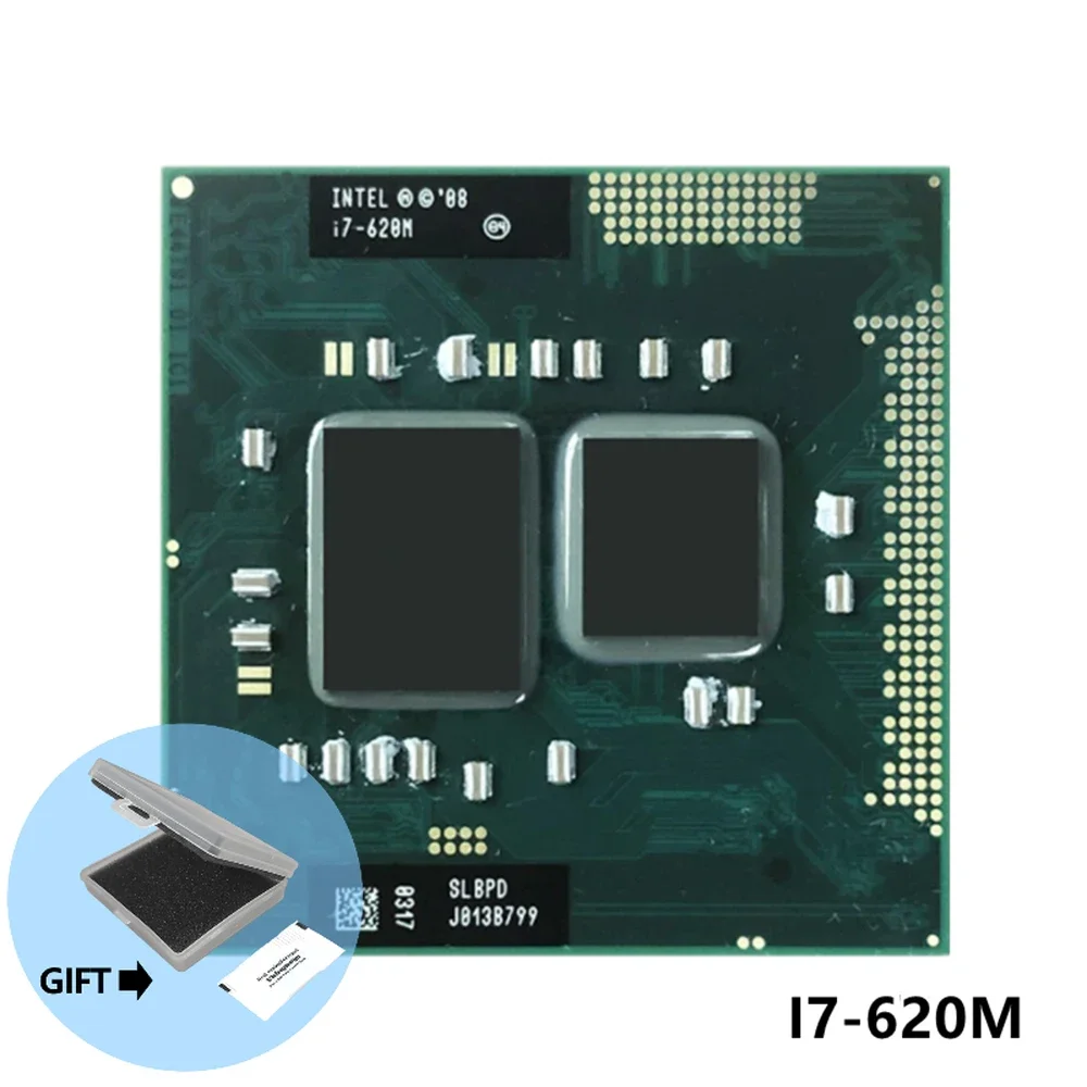 Intel Core i7-620M i7 620M SLBTQ SLBPD 2.6 GHz Dual-Core Quad-Thread CPU Processor 4M 35W Socket G1 / rPGA988A