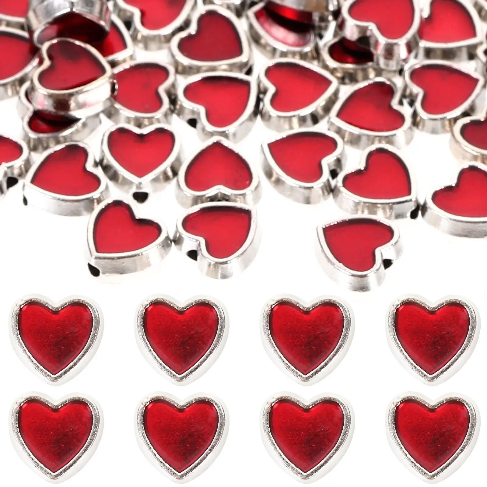 

100pcs Heart Piercing Beads Necklace Beads For Jewelry Making Durable Alloy Spacer for Necklace Bracelet Making Kits
