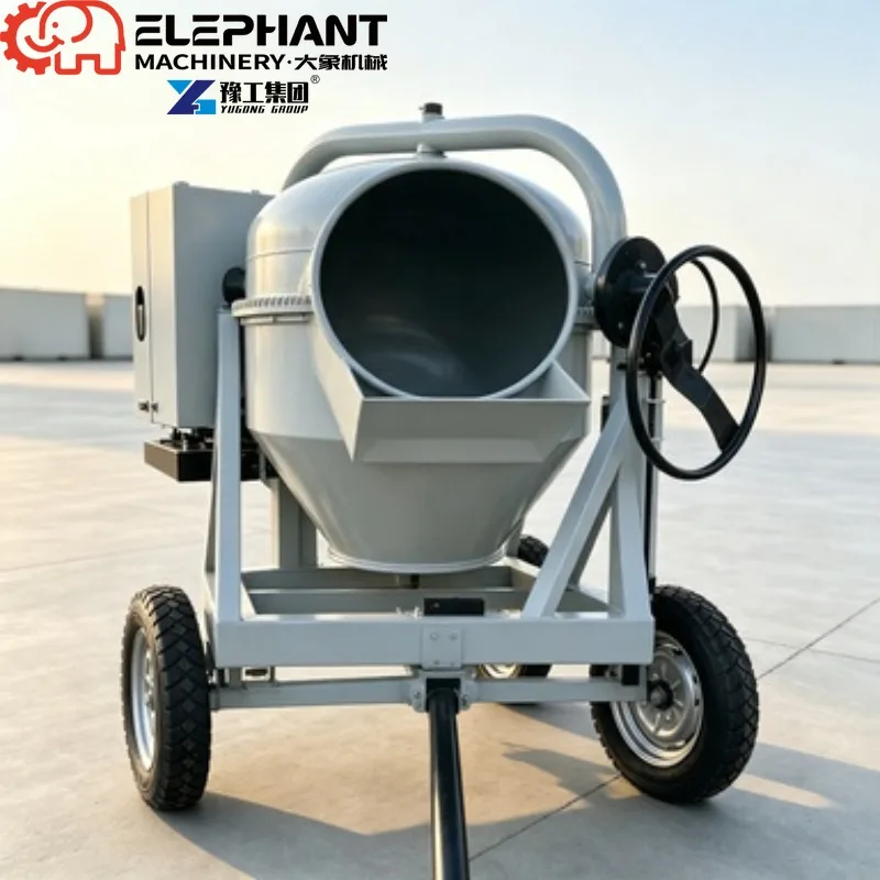 500L 700L Mobile Diesel Concrete Mixer, Popular Mini Cement Mixing Machinery For Construction