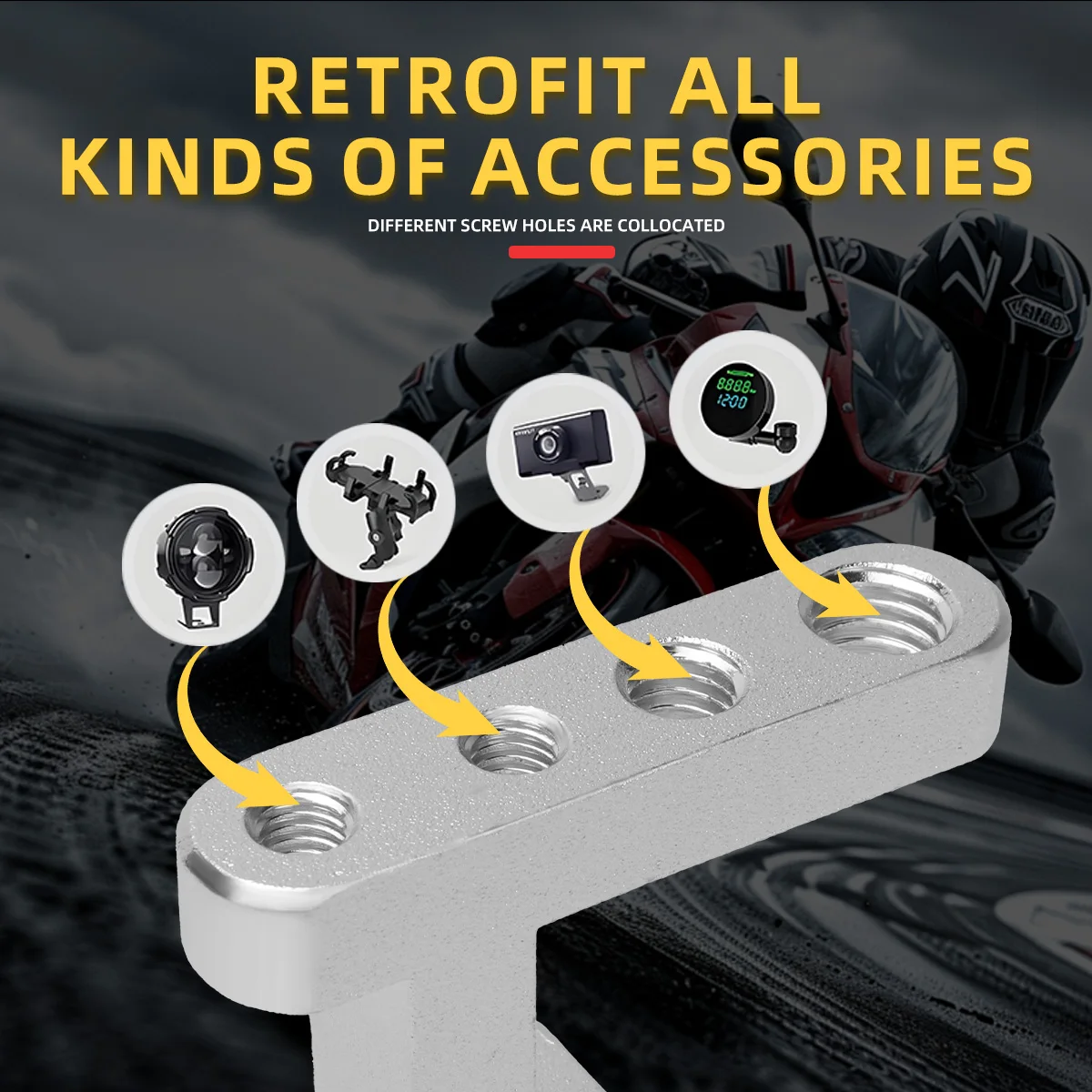 1PC Motorcycle Headlight Clip Bracket Kit M5 M6 M8 Universal for ATV UTV LED Work Light Pole Installation