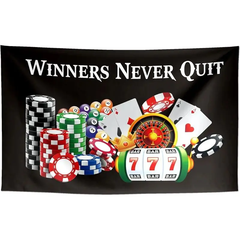 VIKAMA Casino Game Wall Tapestry Poker Chip Backdrop Polyester Wall Hanging Bedroom Dorm Living Room Motivational Home Decor