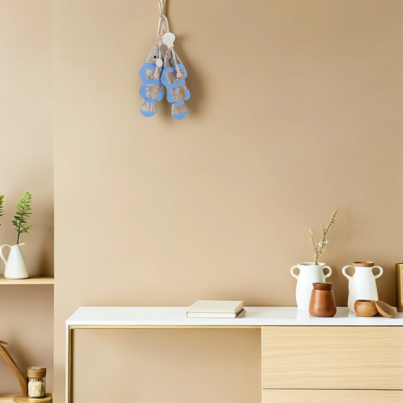 

Rustic Handmade Wood Carved Fishing String Pendant Natural Outdoor Hanging Fishing Decor Accessory Popular Wood Carving Charm