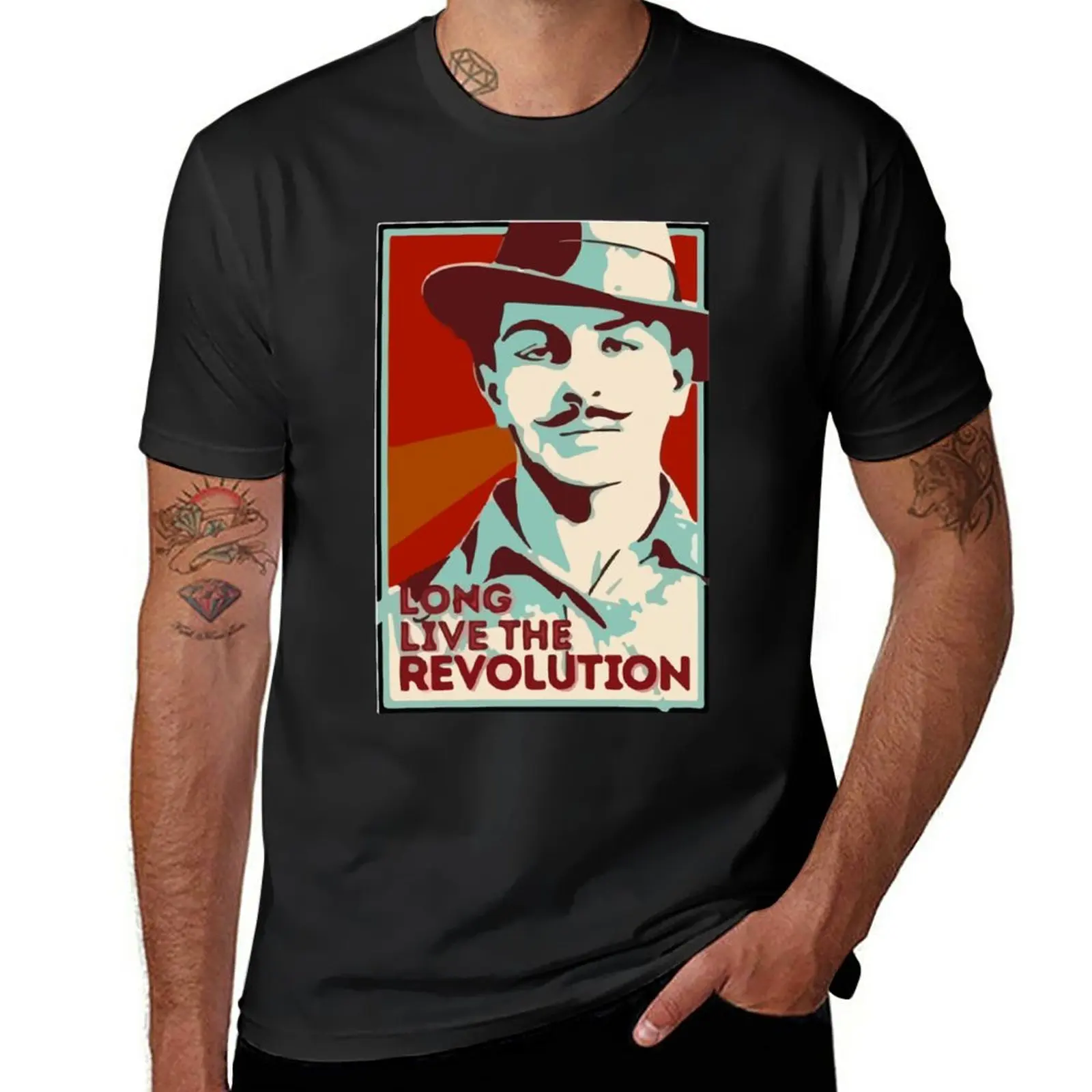 

New Shaheed Bhagat Singh Revolution T-Shirt hippie clothes t-shirts man man clothes graphic t shirts men clothings