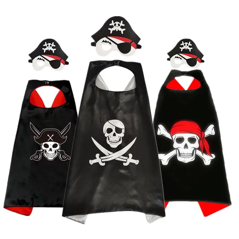 Boys Pirate Cloak Costume Captain Jack Costume Accessories Kids Pirate Knife and Pirate Hook Toys Kids Halloween Role Play Set