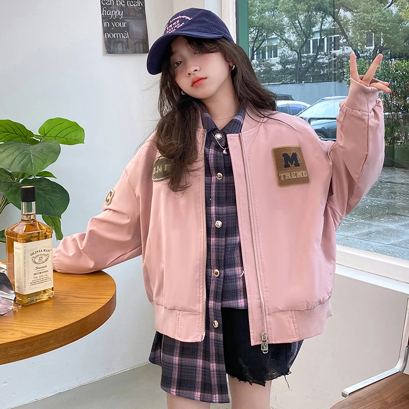 Casual Teenage Girls Baseball Jackets 4-14  junior kids Clothes Children Sports Outerwear Coat Spring Autumn Fashion Boys Jacket