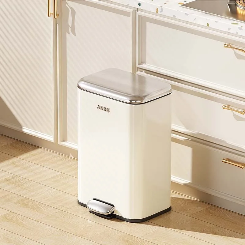 Minimalist Luxury Pedal Trash Can Stainless Silent Close Odor Locking Double Bin Waste Bins Living Room Household Cleaning Tools