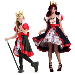 Red Queen Poker Print Dress For Children And Aldult Alice in Wonderland Hearts Queen Character Cosplay Cloth Halloween Costume