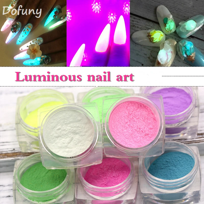 1 Box 5g Luminous Nail Art Glitter Phosphor Powder DIY Coating Photoluminescent Dust Glow in Dark Powder Pigment