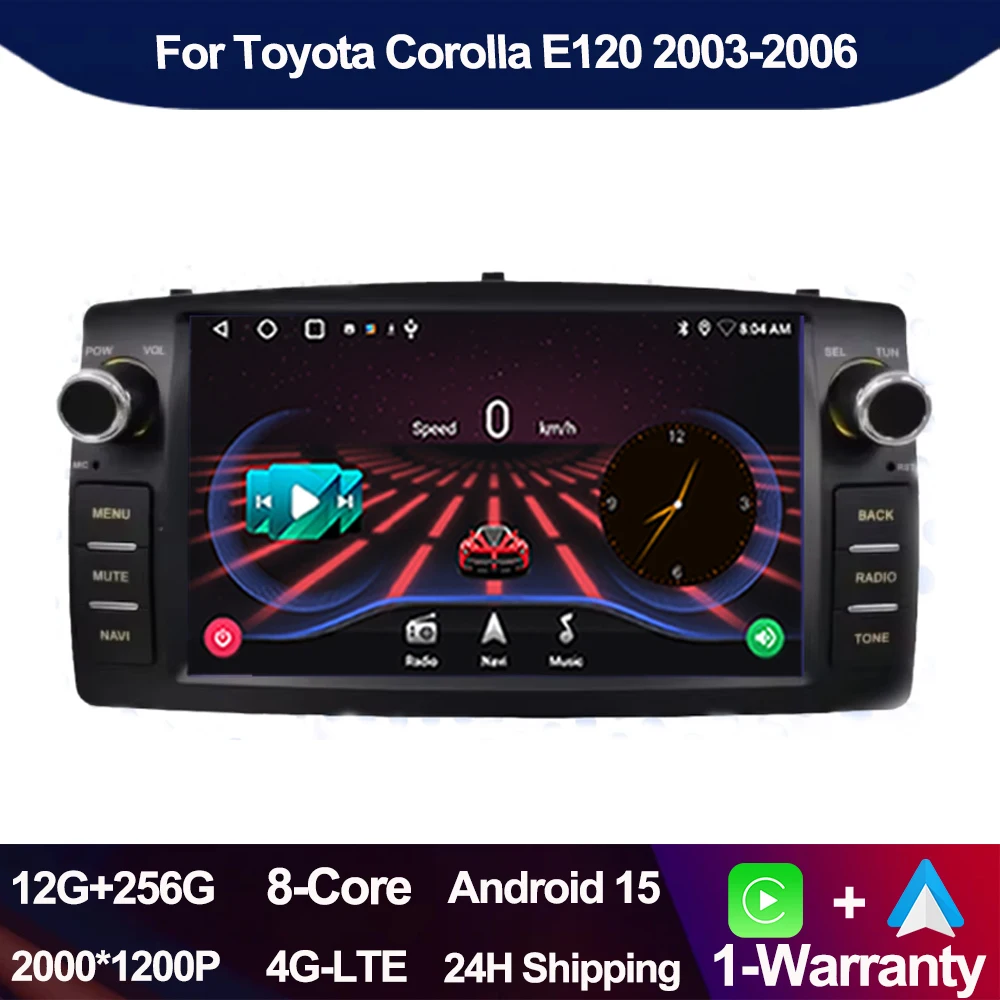 

7'' car radio For Toyota Corolla E120 2003-2008 Android 15 Car Player GPS Stereo Screen Navigation Auto Radio Screen No 2 Din