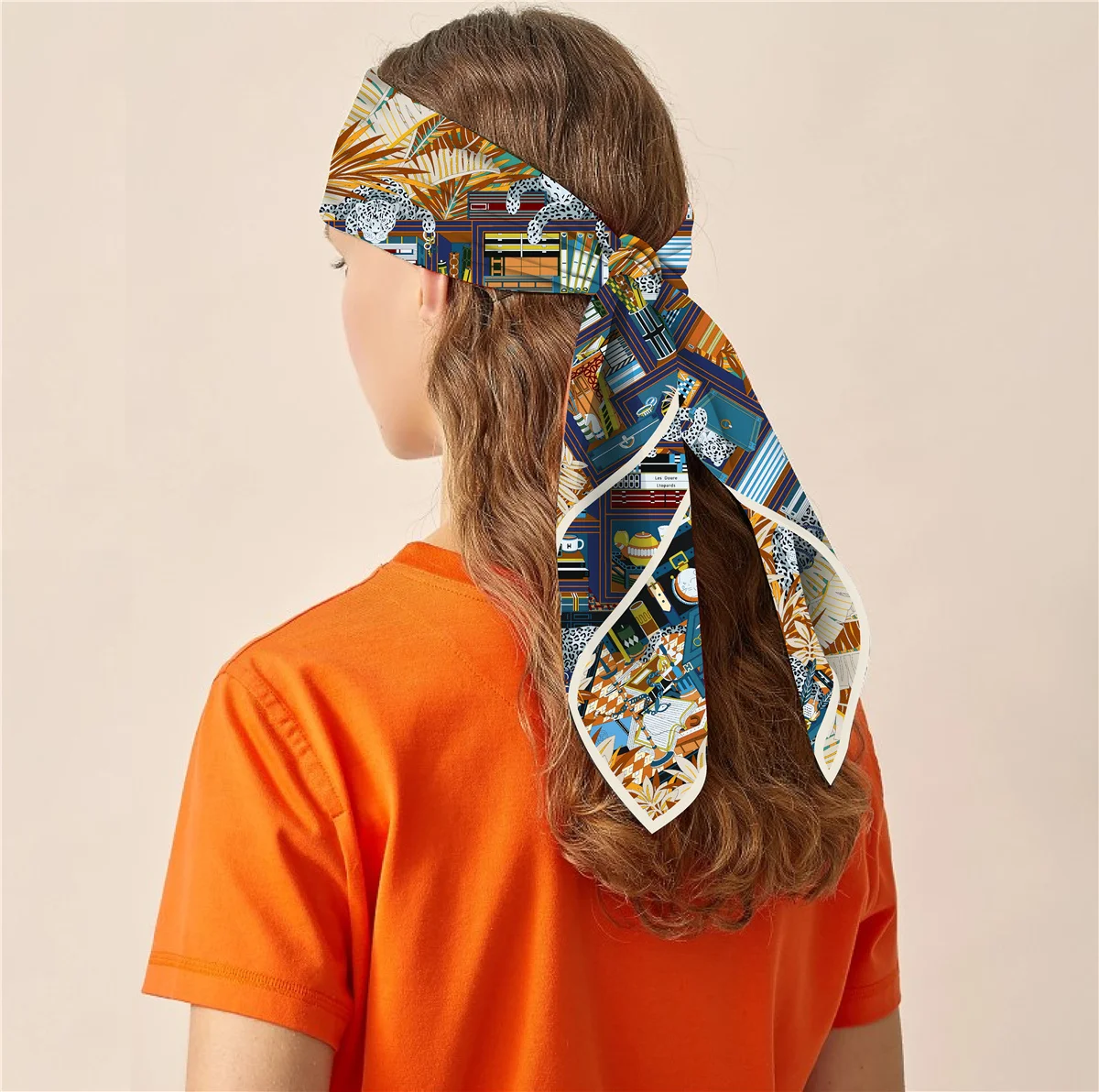 90 cm Bücherregal Leopard Marke Platz Schal Frauen Twill Seide Schal Schal Hijab Luxus Bandana Foulard Halstuch Kopf Schal – Detail 16