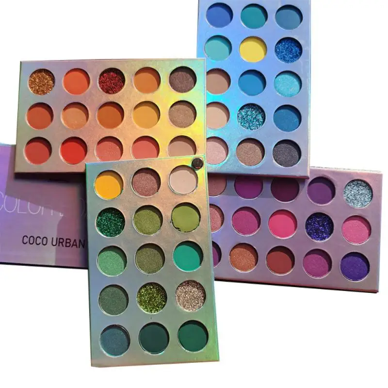 2022 Coco Urban 4 in 1 Color Board Eyeshadow Palette 60 Colors Neon Yellow High-Pigment Glitter Highlighter Eye Shadow Powder