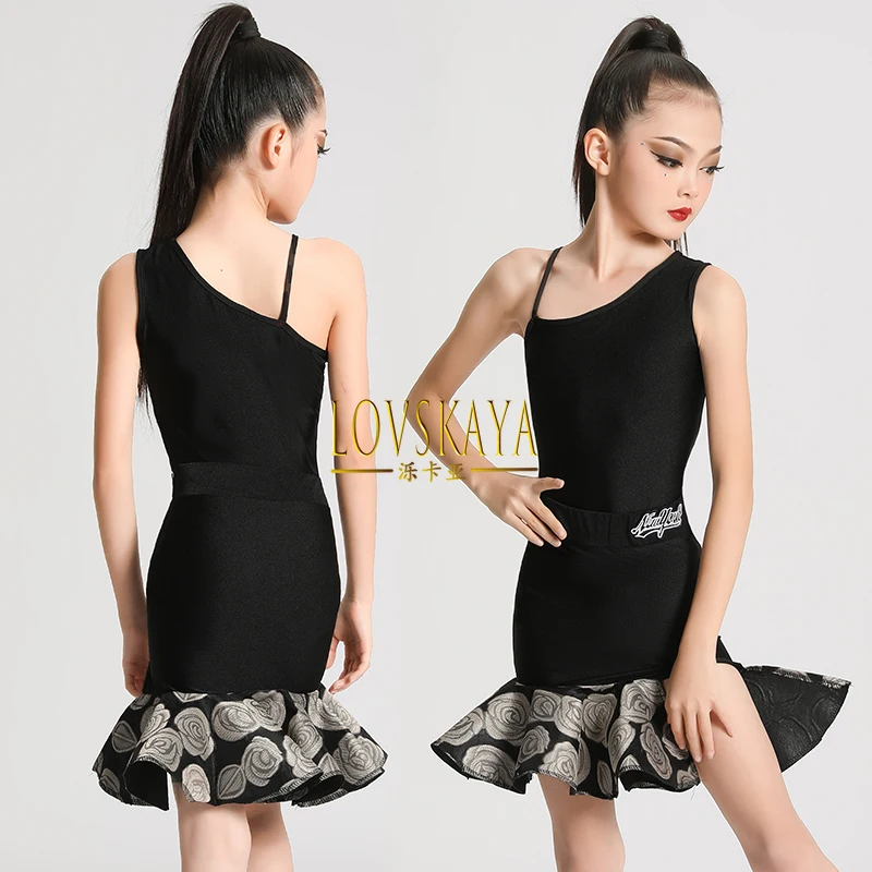 

Новый детский костюм для латиноамериканских танцев для девочек, летняя танцевальная юбка с разрезом, одежда для экзамена