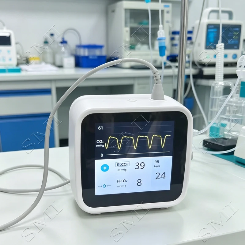 Veterinary CO2 Capnograph Monitor with 5-inch HD Large Screen Real-time ETCO2 Monitoring High Precision & Stability